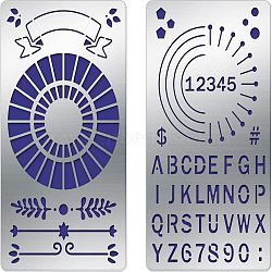 2Pcs 2 Style Custom 304 Stainless Steel Cutting Dies Stencils, for DIY Scrapbooking/Photo Album, Decorative Embossing, Matte Platinum Color, Mixed Patterns, 17.7x10.1cm, 1pc/style(DIY-FG0001-92)