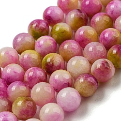 Natural Dyed Yellow Jade Beads Strands, Round, Orchid, 8.5mm, Hole: 1mm, about 46pcs/strand, 14.96''(38cm)(G-Q160-A01-01A)