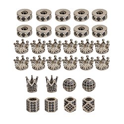 Brass Micro Pave Cubic Zirconia Beads, Mixed Shapes, Platinum, 30pcs/box(ZIRC-SZ0001-14P)