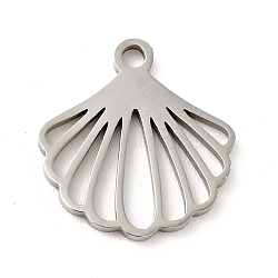 Non-Tarnish 201 Stainless Steel Pendants, Shell, Stainless Steel Color, 13.5x12.5x1mm, Hole: 1.4mm(STAS-E015-03P)