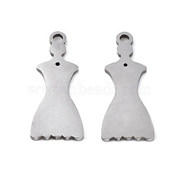 Non-Tarnish 201 Stainless Steel Pendants, Laser Cut, Dress, Stainless Steel Color, 19x8x1mm, Hole: 1.4mm(STAS-Q240-035P)