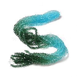 Transparent Glass Bead Strands, Segmented Multi-color Beads, Triangle, Teal, 4.5x4x3.5mm, Hole: 1mm, about 134~137pcs/strand, 13.27~13.39''(33.7~34cm)(GLAA-H023-02C)