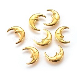 Zinc Alloy Cabochons, for DIY Crystal Epoxy Resin Material Filling, Moon, Golden, 12x9.5x1.5mm(PALLOY-WH0036-27G-1)
