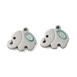 304 Stainless Steel Enamel Charms, Elephant Charm, Stainless Steel Color, 9x11x1.5mm, Hole: 1.2mm(STAS-D018-05P)
