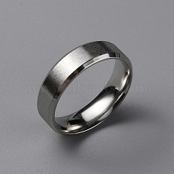 Matte Style 304 Stainless Steel Wide Band Finger Rings for Women Men, Plain Band Rings, Stainless Steel Color, 6mm, Inner Diameter: US Size 9 1/2(19.3mm)(RJEW-WH0009-14D-P)