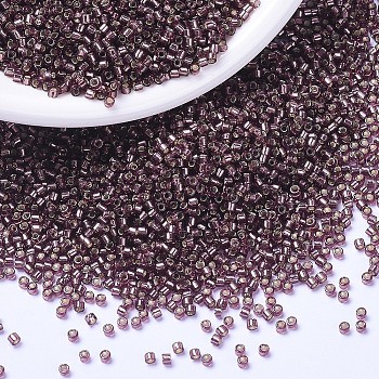 MIYUKI Delica Beads, Cylinder, Japanese Seed Beads, 11/0, (DB1204) Silver Lined Mauve, 1.3x1.6mm, Hole: 0.8mm, about 2000pcs/10g