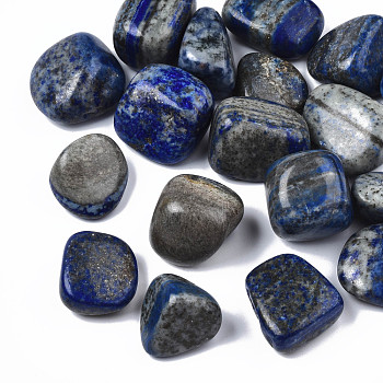 Natural Lapis Lazuli Beads, Tumbled Stone, Healing Stones for 7 Chakras Balancing, Crystal Therapy, Vase Filler Gems, No Hole/Undrilled, Nuggets, 18~30x20~25x7~23mm, about 250~300g/bag