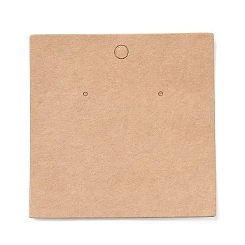 Blank Kraft Paper Earring Display Cards, Square, BurlyWood, 8x8x0.05cm, Hole: 1.5mm