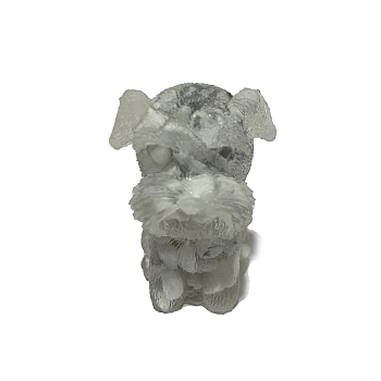 Resin Dog Display Decoration, with Natural Howlite Chips inside Statues for Home Office Decorations, 25x30x40mm