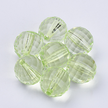 Transparent Acrylic Beads, Faceted, Round, Lawn Green, 8x8mm, Hole: 1.5mm, about 1770pcs/500g