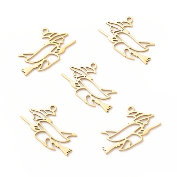 Halloween 201 Stainless Steel Pendants, Witch, Golden, 13x23x1mm, Hole: 1.5mm
