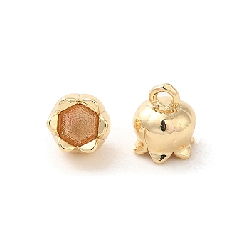 Brass Charms, Long-Lasting Plated, Flower, Real 14K Gold Filled, 7x5.5x6mm, Hole: 1.2mm