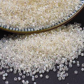 MIYUKI Delica Beads, Cylinder, Japanese Seed Beads, 11/0, (DB0109) Crystal Ivory Gold Luster, 1.3x1.6mm, Hole: 0.8mm, about 20000pcs/bag, 100g/bag