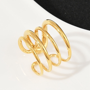 304 Stainless Steel Cuff Rings, Golden, 16mm, US Size 8 1/2(18.5mm)