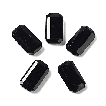 Natural Obsidian Cabochons, Faceted Rectangle, 15x8.5x3.6mm