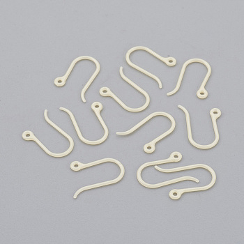 Resin Earring Hooks, Ear Wire, with Horizontal Loop, Light Yellow, 12x9mm, Hole: 0.8mm, 24 Gauge, Pin: 0.5mm