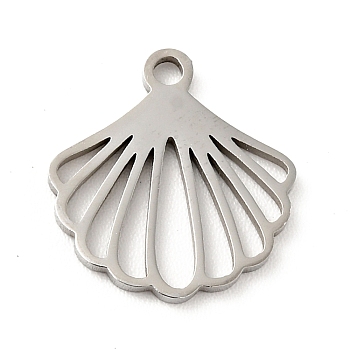 201 Stainless Steel Pendants, Shell, Stainless Steel Color, 13.5x12.5x1mm, Hole: 1.4mm