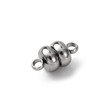 304 Stainless Steel Magnetic Clasps, with Loops, Rondelle, Stainless Steel Color, 11x6x1.8mm
