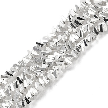 Electroplate Glass Beads Strands, Triangle, Silver, 4x3.5x2mm, Hole: 0.8mm, about 135pcs/strand, 12.40''(31.5cm)