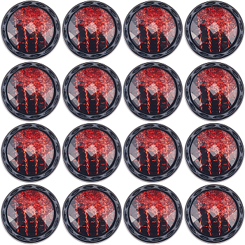 20Pcs 1-Hole Resin Shank Button, with ABS Plastic Findings, Half Round, FireBrick, 25x14mm, Hole: 3mm
