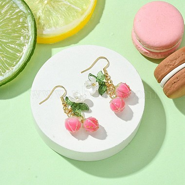 Boucles d'oreilles pendantes en résine époxy et plastique abs(EJEW-TA00470)-2