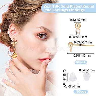 60Pcs Brass Stud Earrings Findings(KK-BBC0004-99)-2