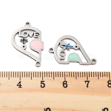 Valentine's Day 304 Stainless Steel Enamel Girll Boy Connector Charms(STAS-Z078-15P)-3