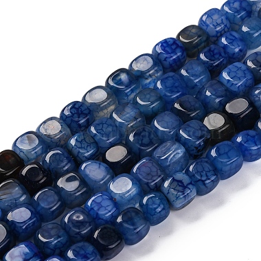 Dark Blue Cube Dragon Veins Agate Beads