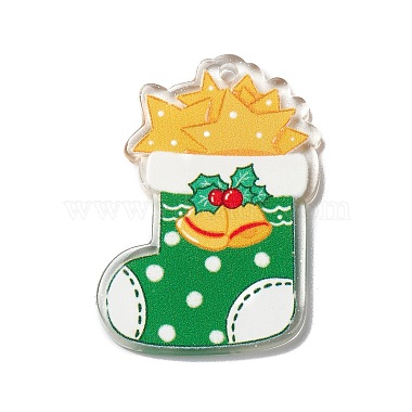 Green Christmas Socking Acrylic Pendants