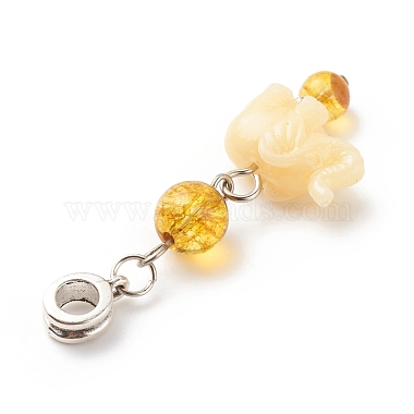 Opaque Resin and Natural Mixed Stone European Dangle Charms(PALLOY-JF01764)-5