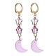 Moon & Star Glass Dangle Leverback Earrings with 304 Stainless Steel Pins(EJEW-JE05605-03)-1