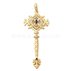 Brass Micro Pave Cubic Zirconia Big Pendants, Wand with Constellation Theme Charms, Long-Lasting Plated, Nickel Free, Real 18K Gold Plated, Pisces, 49.5x21.5x3.5mm, Hole: 6.5x3mm(X1-KK-B147-04G-05)