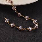 Handmade Glass Beaded Chains for Necklaces Bracelets Making, with Brass Beads and Brass Eye Pin, Unwelded, Pink, 39.3 inch, 1m/strand(AJEW-JB00187-07)
