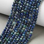 Natural Chrysocolla and Lapis Lazuli Beads Strands, Faceted, Round, 4~4.5mm, Hole: 0.7mm, about 98pcs/strand, 15.43''(39.2cm)(G-Z150-A04-4mm)