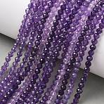 Natural Amethyst Beads Strands, Round, Faceted, 4.5mm, Hole: 0.7mm, about 93pcs/strand, 14.96''(38cm)(G-Z161-A02-4mm)
