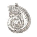 Non-Tarnish 304 Stainless Steel Pendants, Spiral Shell Charm, Stainless Steel Color, 44x34x5mm, Hole: 4mm(STAS-M017-09P)
