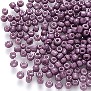 8/0 Baking Paint Glass Round Seed Beads, Purple, 3~3.5x2mm, Hole: 1~1.2mm, about 10000pcs/pound(SEED-S036-01B-18)