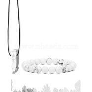 Natural Howlite Beads Stretch Bracelets & Pendant Necklaces Sets for Men, 7.48 inch(190mm)(PW-WGF85DB-07)