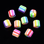 Handmade Polymer Clay Beads, for DIY Jewelry Crafts Supplies, Column, Colorful, 6x6mm, Hole: 1.4mm(CLAY-N008-024)