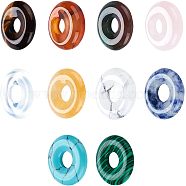 10Pcs 10 Styles Natural & Synthetic Gemstone Pendants, Donut/Pi Disc Charm, Mixed Dyed and Undyed, 18x4.5~5.5mm, Hole: 5.5mm, 1pc/style(G-NB0003-91)