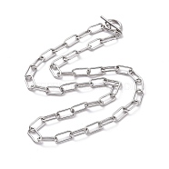 Non-Tarnish 304 Stainless Steel Paperclip Chain Necklace with Toggle Clasp for Men Women, Stainless Steel Color, 20.47 inch(52cm)(NJEW-JN04139)