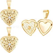 Unicraftale 3Pcs 304 Stainless Steel Diffuser Locket Pendants, with Rhinestone, Heart, Crystal, Golden, 22.5x19x6mm, Hole: 9x5mm, Inner Size: 14x11mm(STAS-UN0037-22)