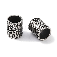 316 Surgical Stainless Steel Beads, Large Hole Beads, Column, Antique Silver, 10x12mm, Hole: 8mm(STAS-P362-30AS)