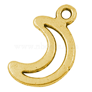 Tibetan Style Alloy Pendants, Moon, Antique Golden, Lead Free & Cadmium Free, 17x11x1mm, Hole: 1.5mm(X-GLF10650Y)