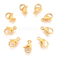 304 Stainless Steel Lobster Claw Clasps, Golden, 11x7x3mm, Hole: 1.4mm(STAS-T040-PJ212-11)