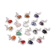 Natural & Synthetic Gemstone Pendants, with Platinum Tone Brass Findings, Cadmium Free & Lead Free, Rabbit Charm, 29x22x7mm, Hole: 8x5mm(G-E150-01P)