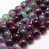 Natural Dragon Veins Agate Bead Strands, Round, Dyed, Colorful, 6mm, Hole: 1mm, about 62~63pcs/strand, 14.5 inch(G-K155-C-6mm-01)