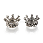 Alloy European Beads, Large Hole Beads, with Rhinestone, Crown, Jet, Gunmetal, 11.5x6mm, Hole: 5mm(MPDL-S066-006A-B)