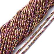 Electroplate Glass Beads Strands, Full Plated, Round, Purple Plated, 2.5mm, Hole: 0.7mm, about 177pcs/Strand, 14.09 inch(35.8cm)(EGLA-K014-A-FP09)