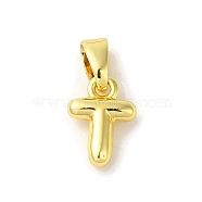 Rack Plating Brass Charms, Real 18K Gold Plated, Long-Lasting Plated, Cadmium Free & Lead Free, Letter T, 9.5x6.5x2.5mm, Hole: 5x2.5mm(KK-C053-04G-T)